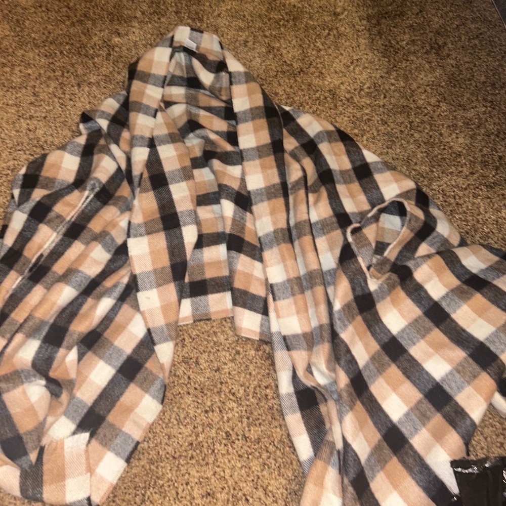 Women's Reversible Plaid Wrap Jacket - A New Day Brown One Size